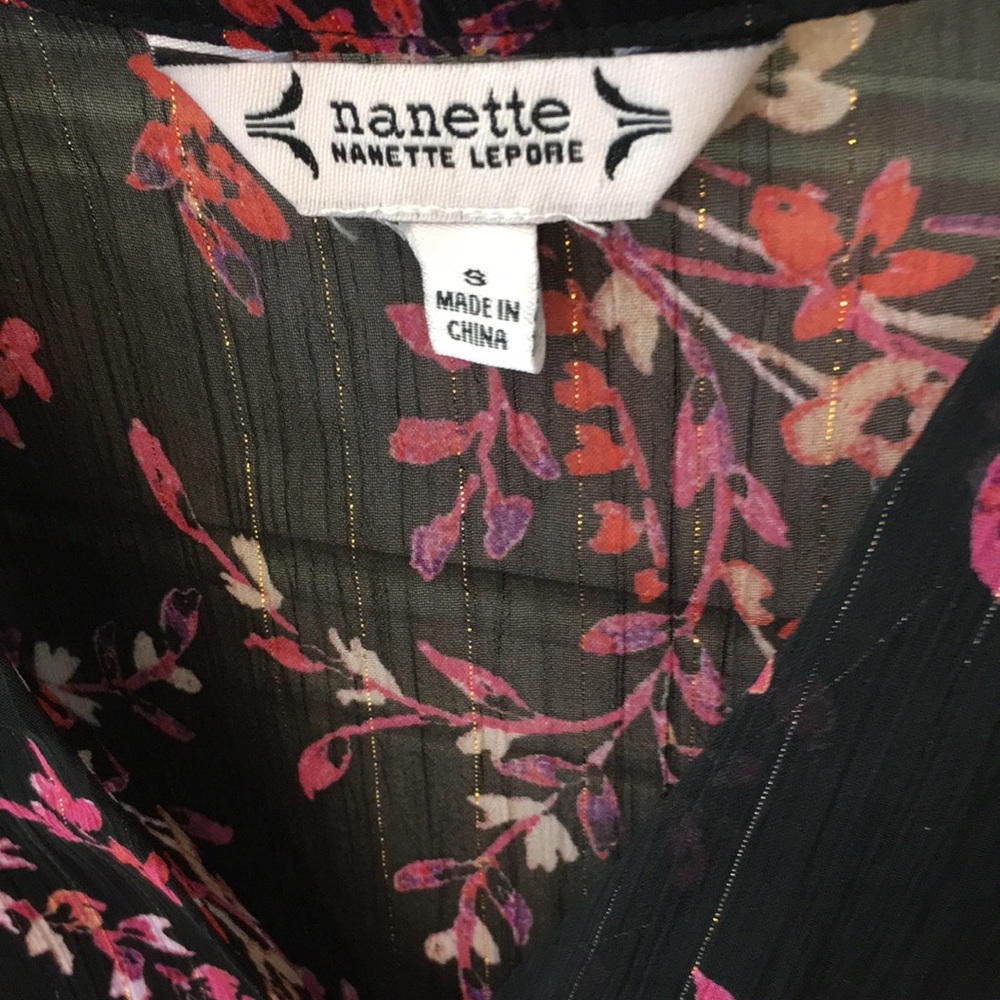 Nanette Lepore-NWT-Shear Black Button Down Shirt & Cami Set-Size Small - Picture 6 of 15
